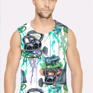 Men Sleeveless Funky Print T-Shirt