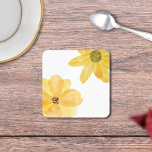 Yellow Flower Print Coasters