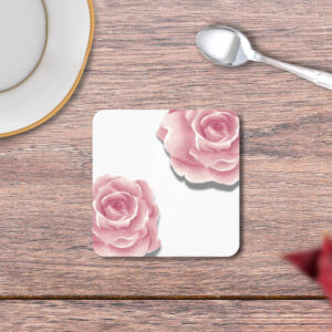 Pink Flower Print Square Coaster